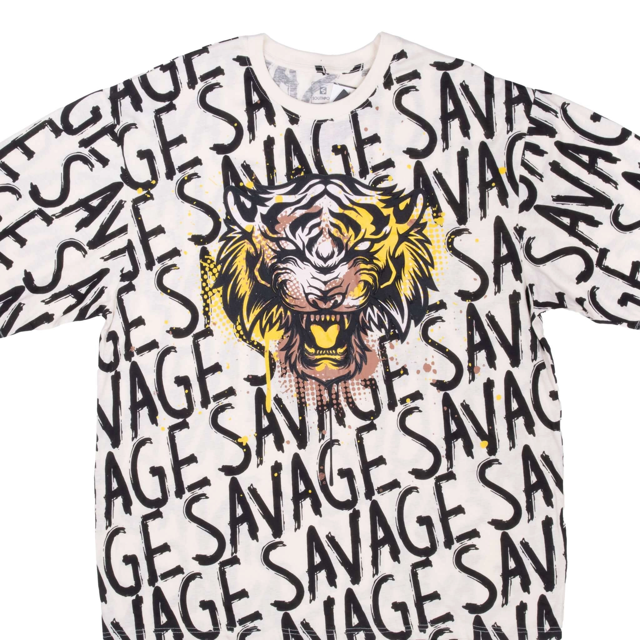 ALL OVER PRINT TIGER SAVAGE SOUTHPOLE TEE SHIRT 2XL DEADSTOCK NOS