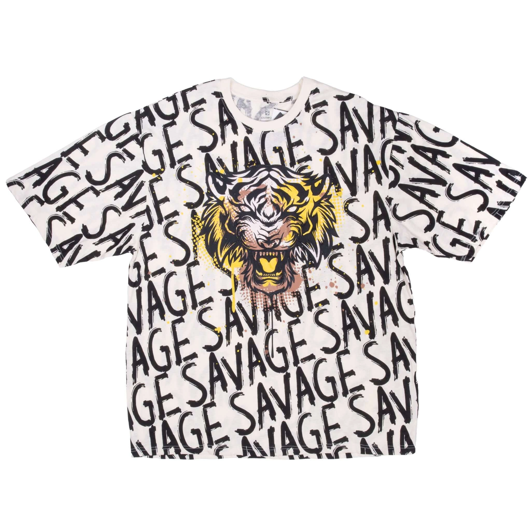 ALL OVER PRINT TIGER SAVAGE SOUTHPOLE TEE SHIRT 2XL DEADSTOCK NOS