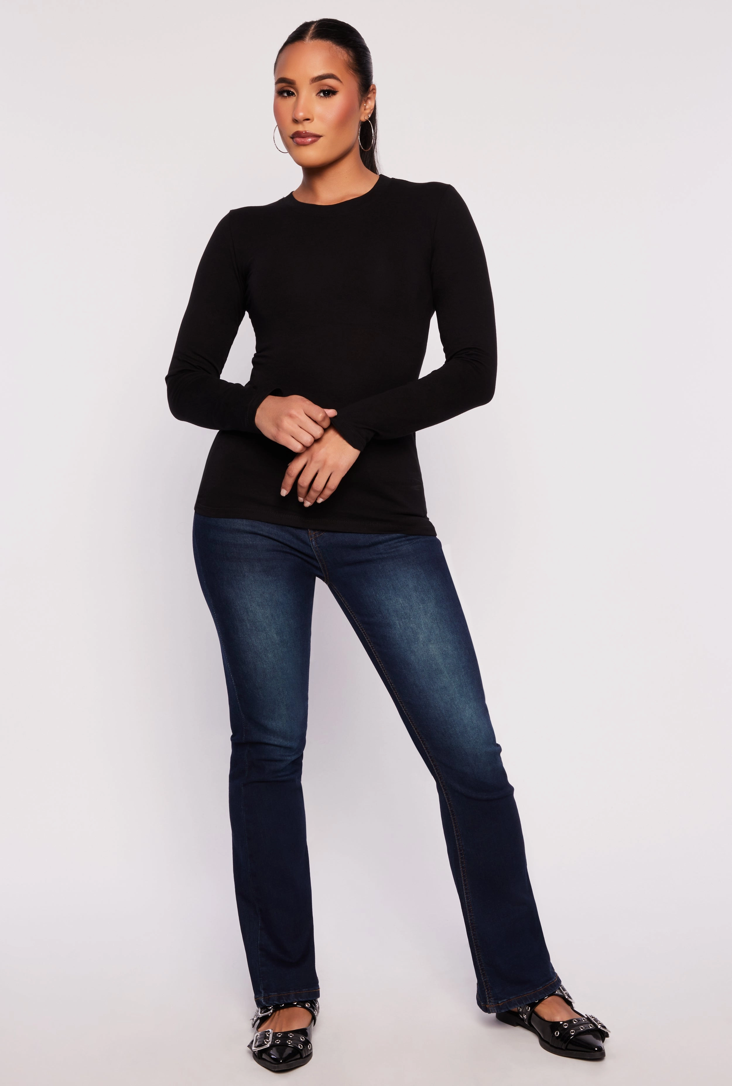 Basic High Neck Long Sleeve Tee