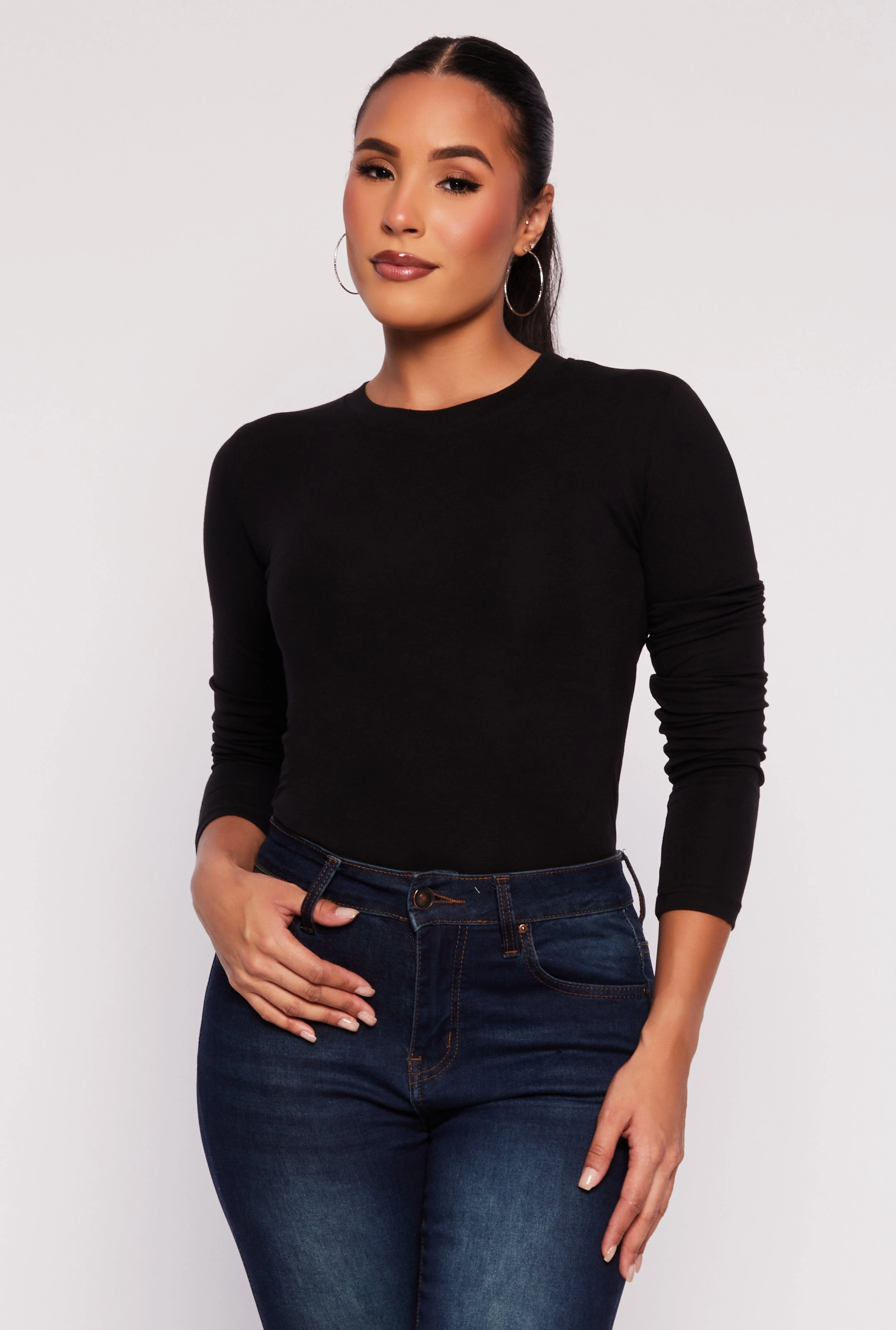 Basic High Neck Long Sleeve Tee