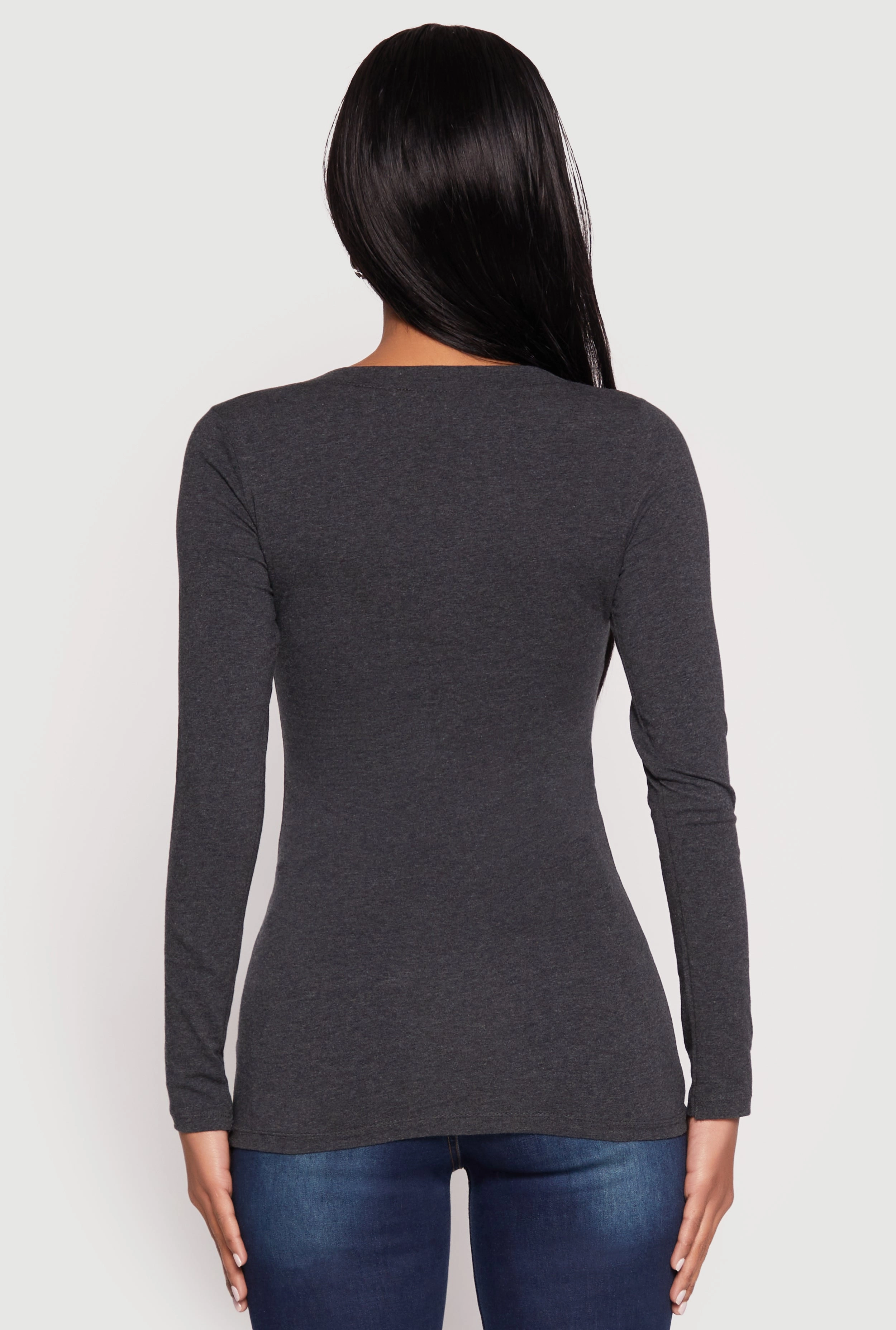 Basic Long Sleeve V Neck Tee