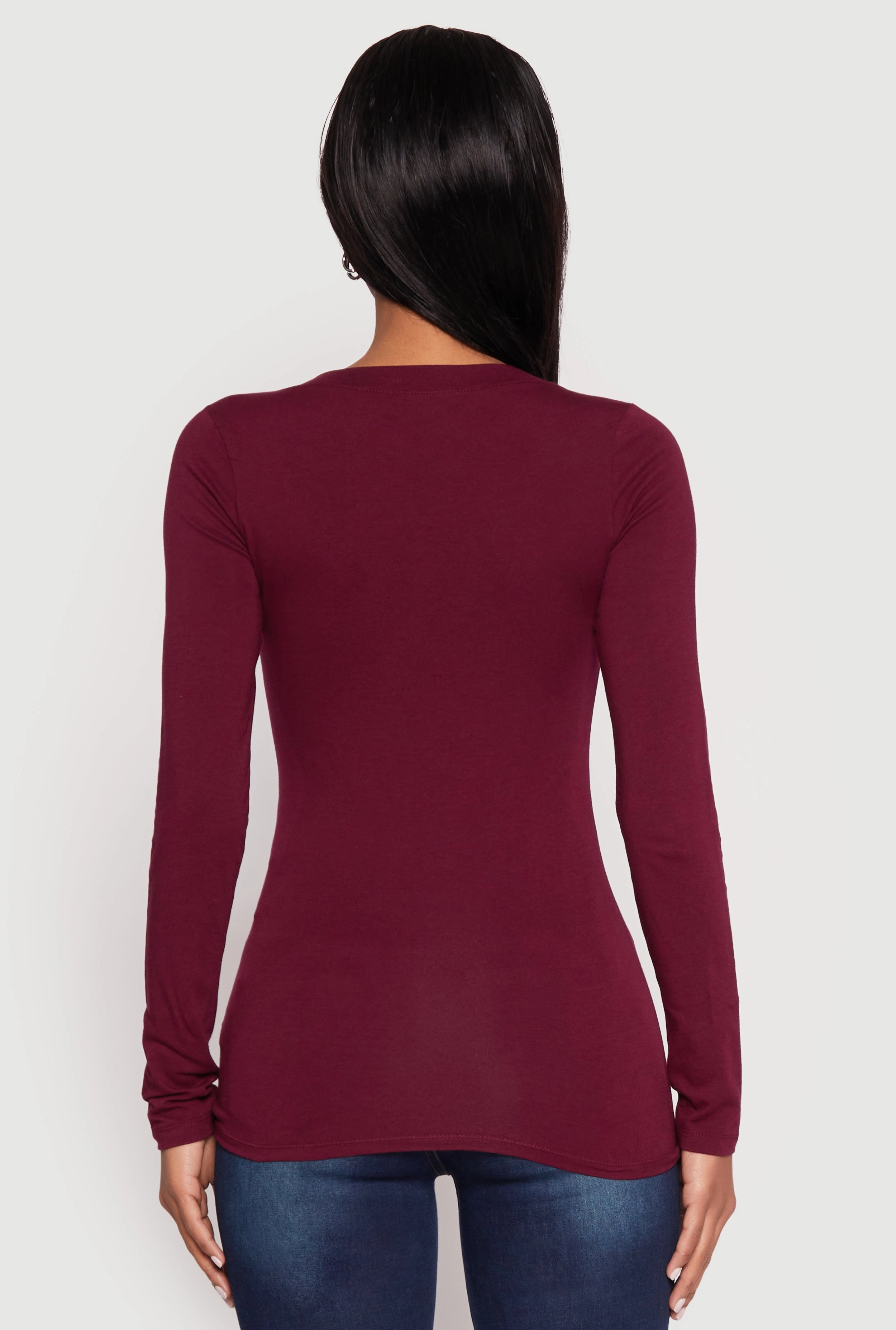 Basic Long Sleeve V Neck Tee