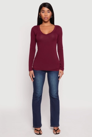 Basic Long Sleeve V Neck Tee