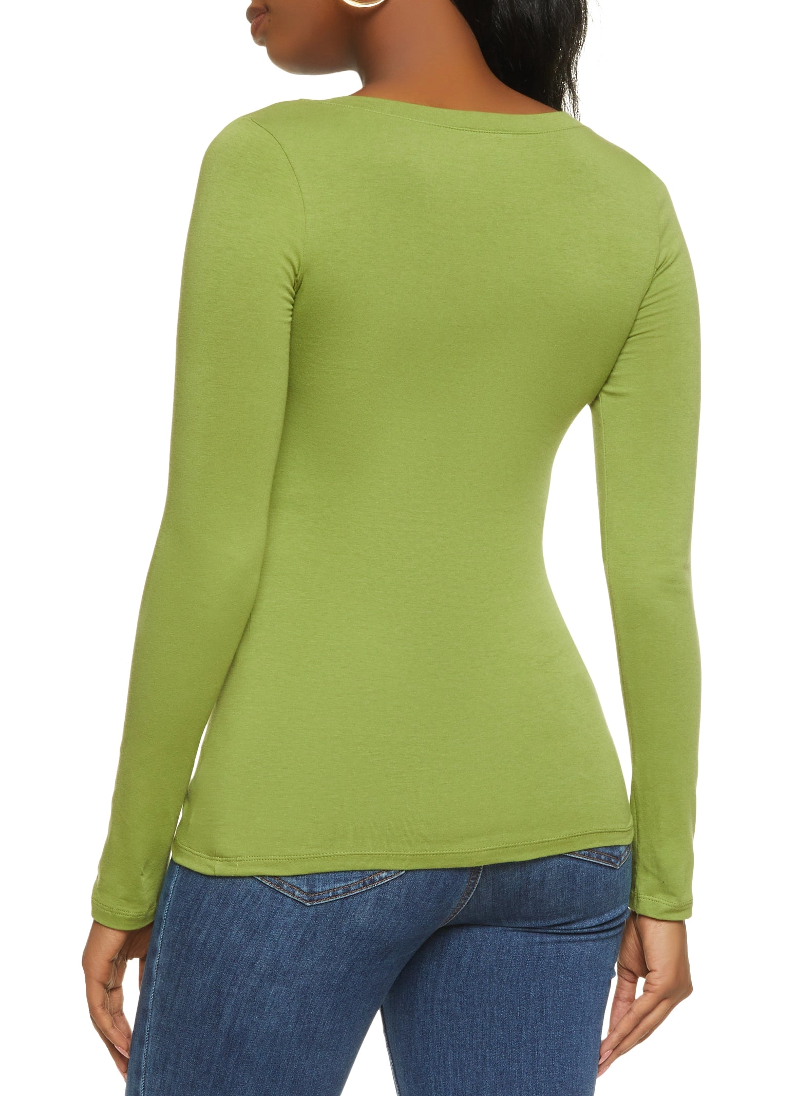 Basic Long Sleeve V Neck Tee