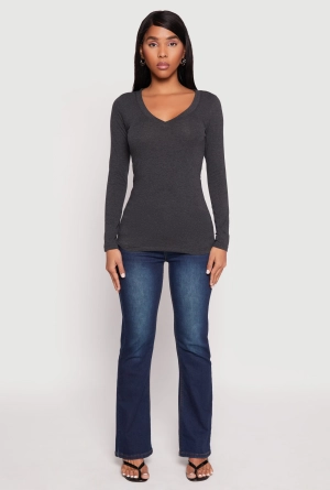 Basic Long Sleeve V Neck Tee