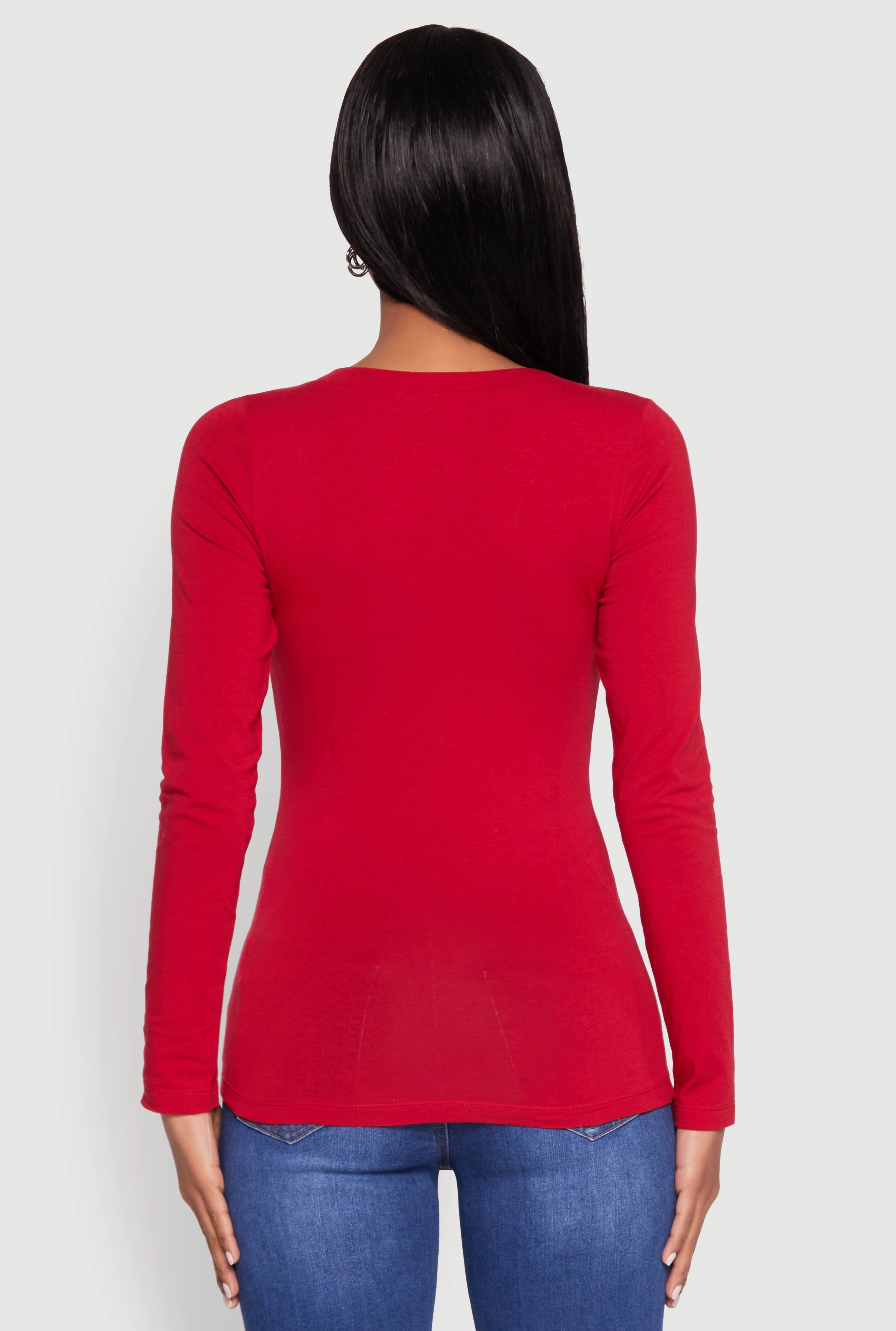 Basic Long Sleeve V Neck Tee