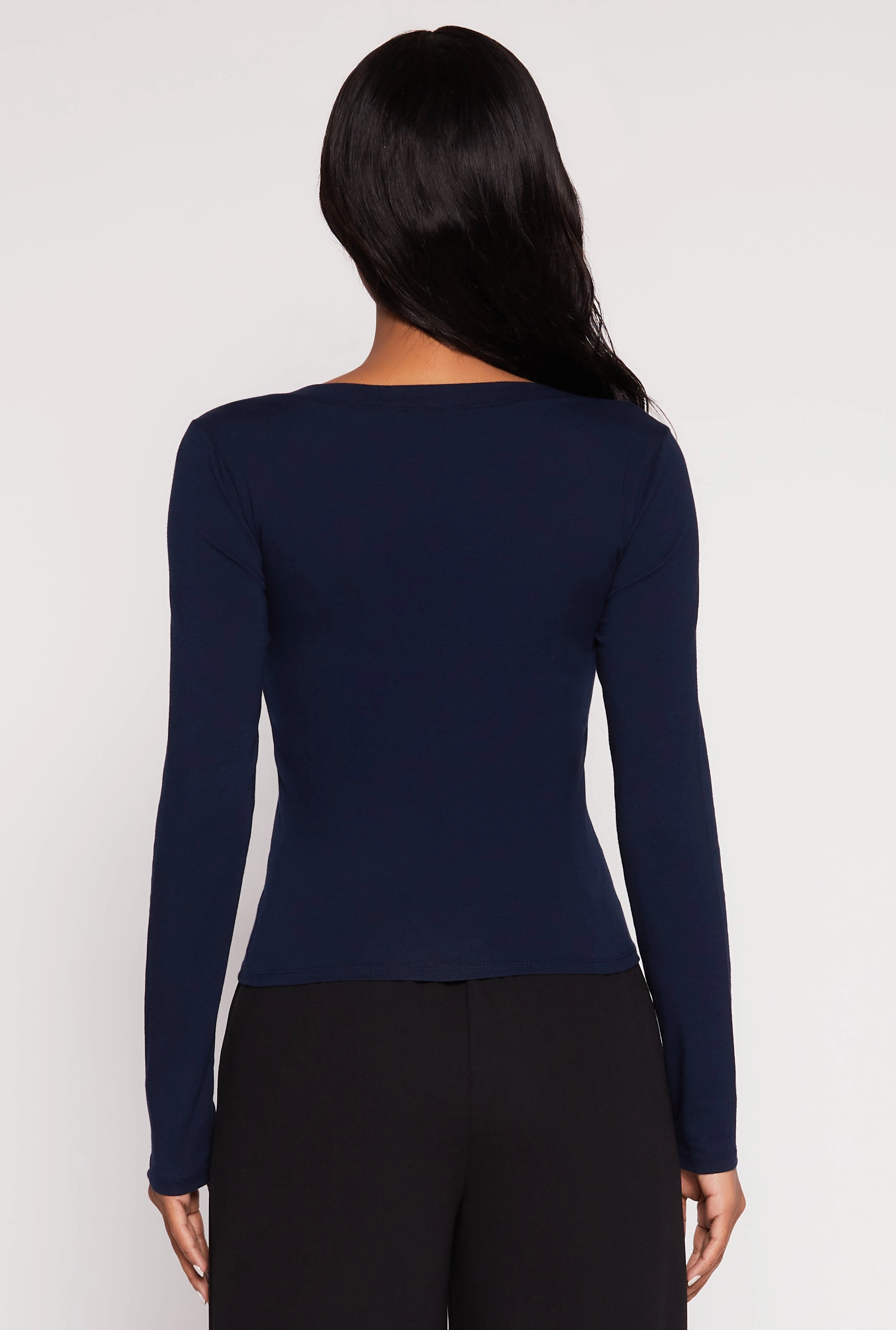 Basic Long Sleeve V Neck Top