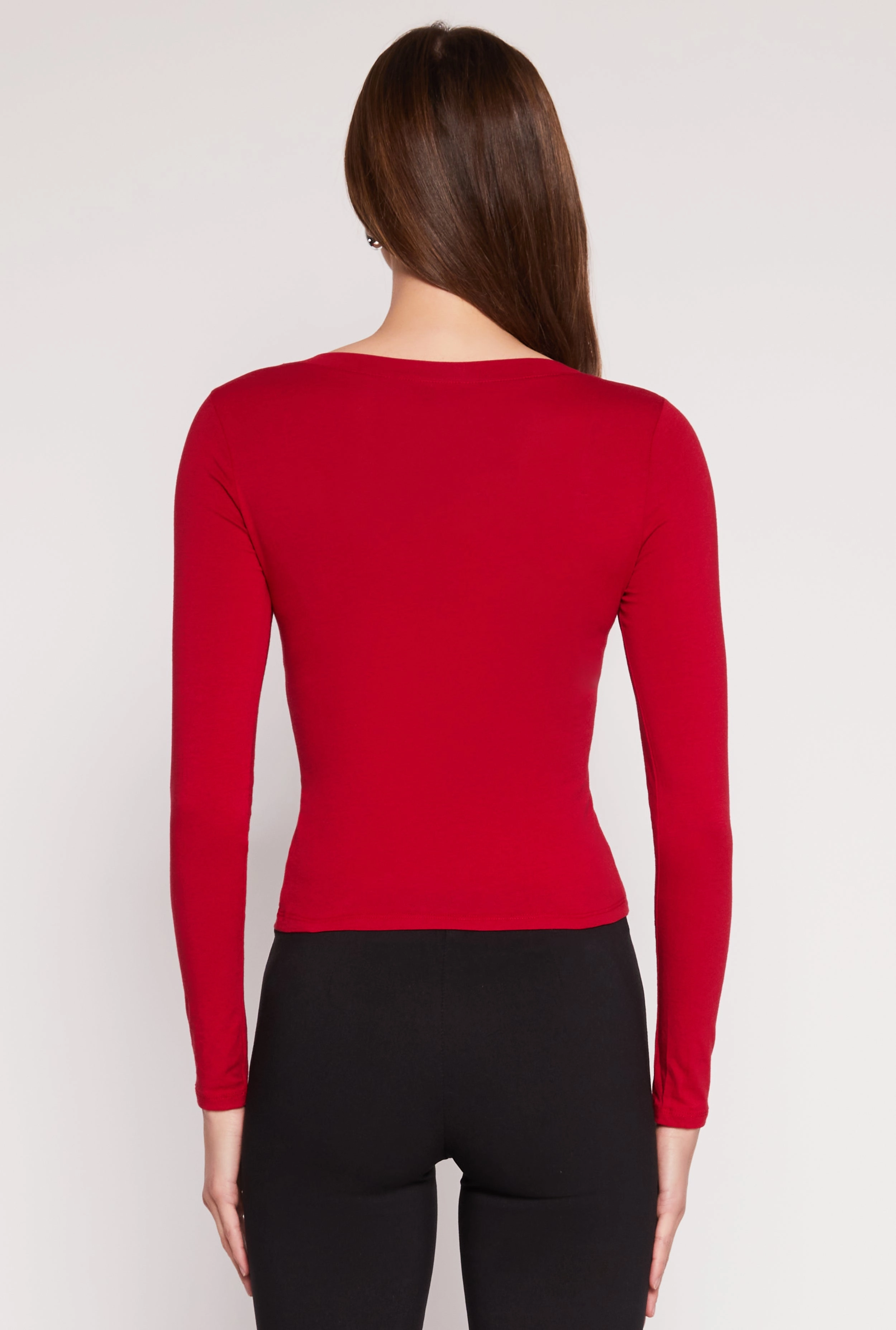 Basic Long Sleeve V Neck Top
