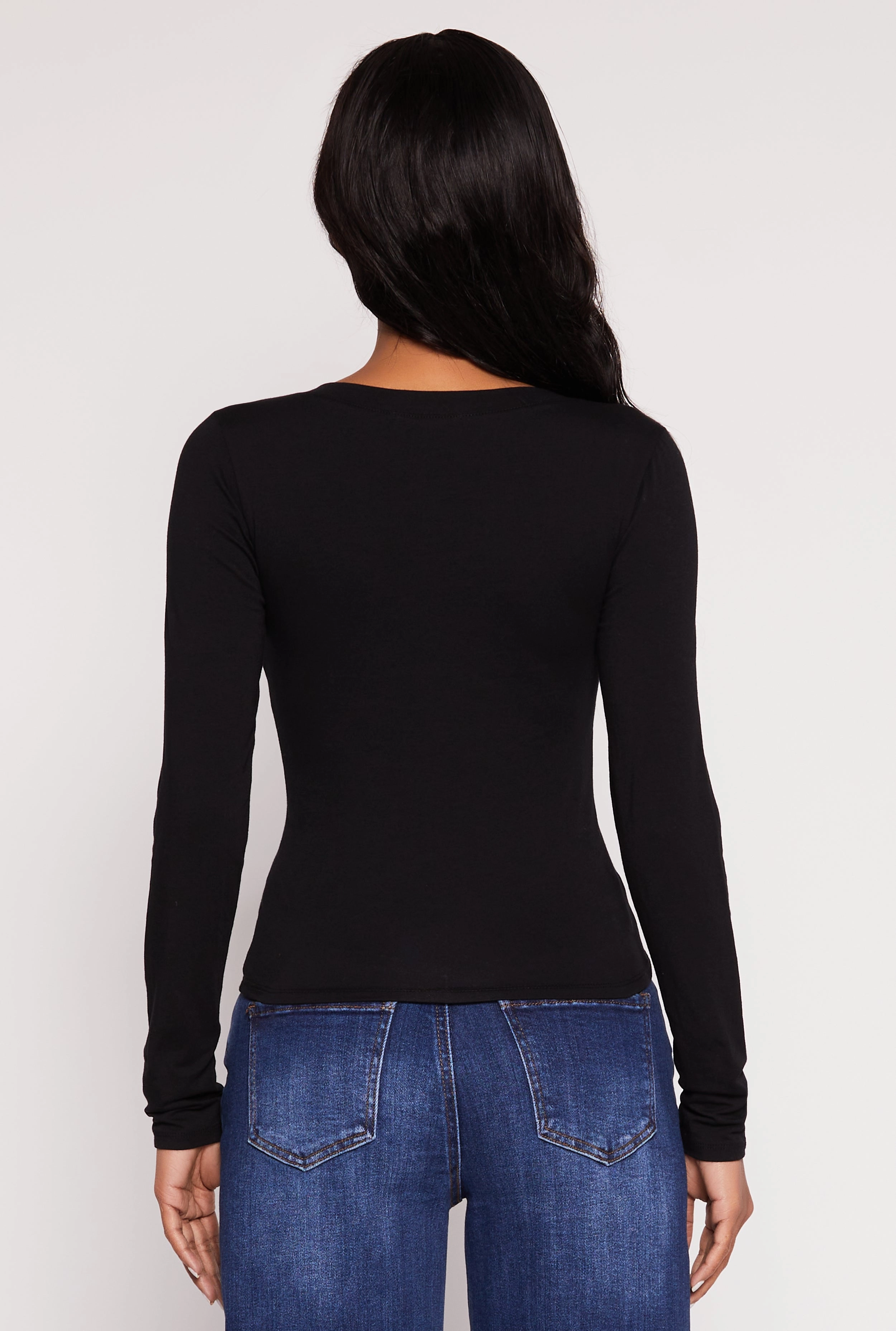 Basic Long Sleeve V Neck Top