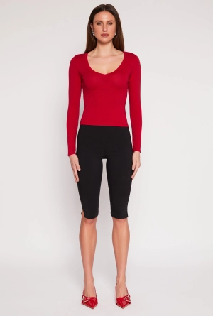 Basic Long Sleeve V Neck Top