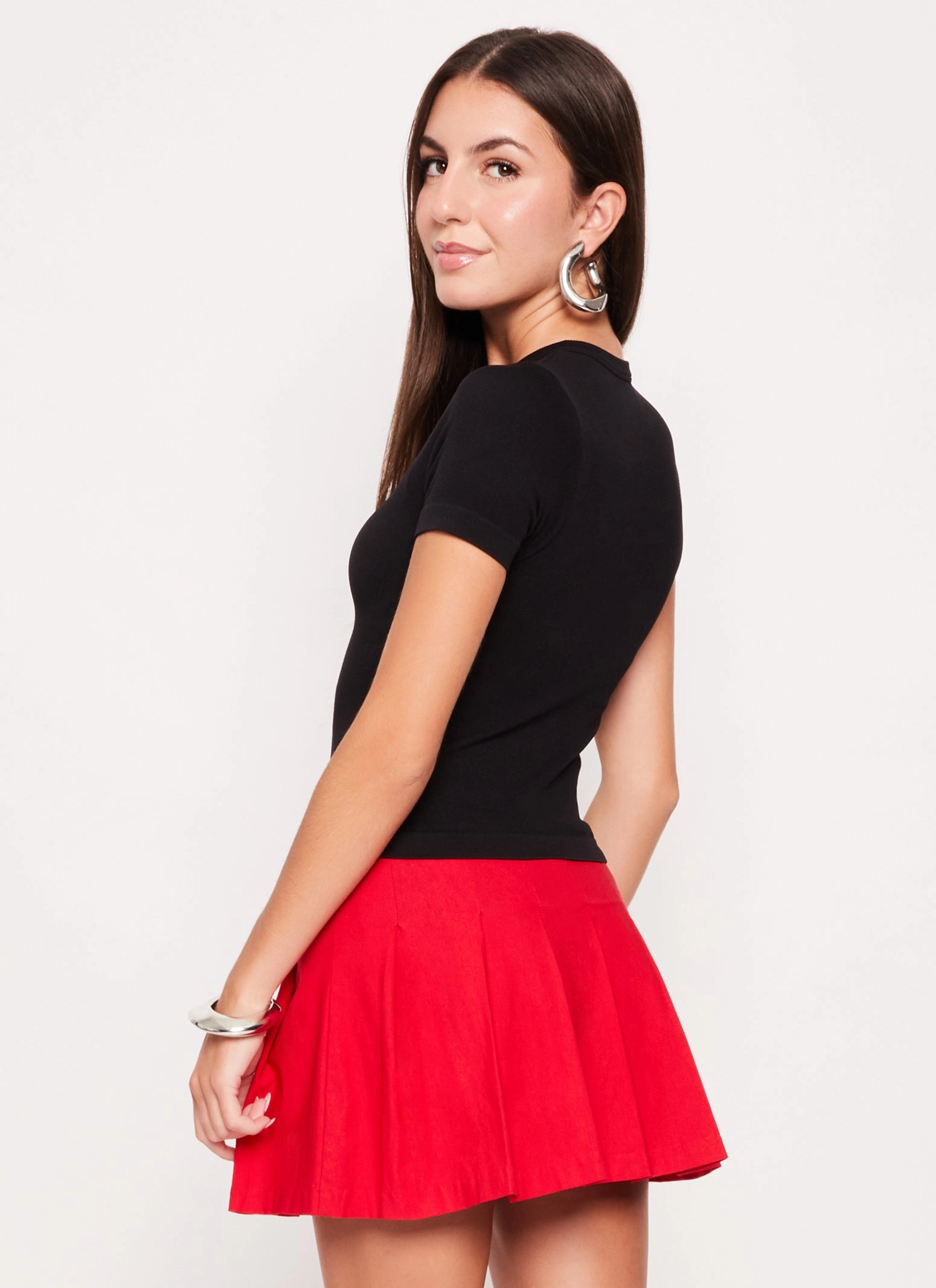 Basic Ribbed Crew Neck Short Sleeve Top