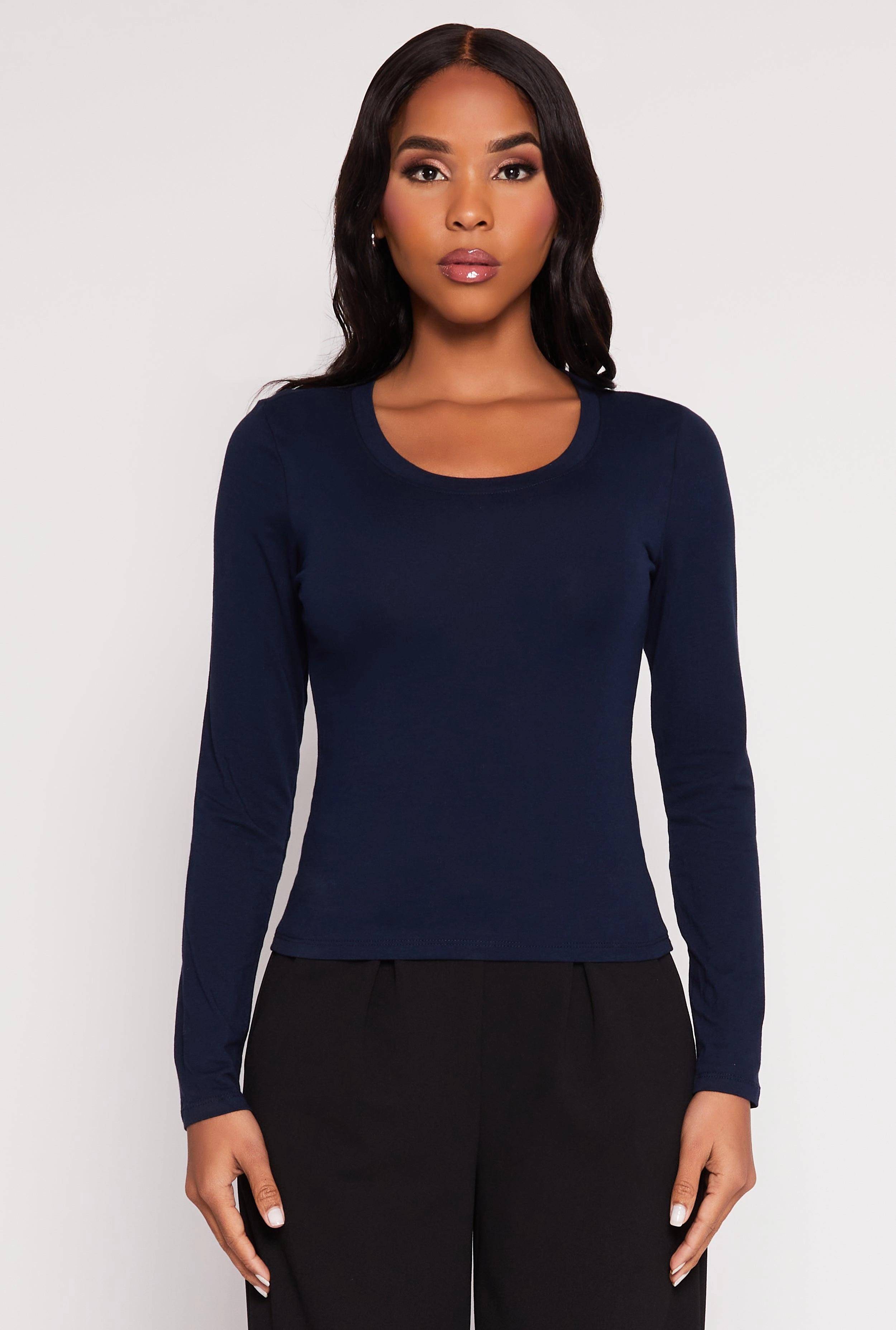 Basic Scoop Neck Long Sleeve Top