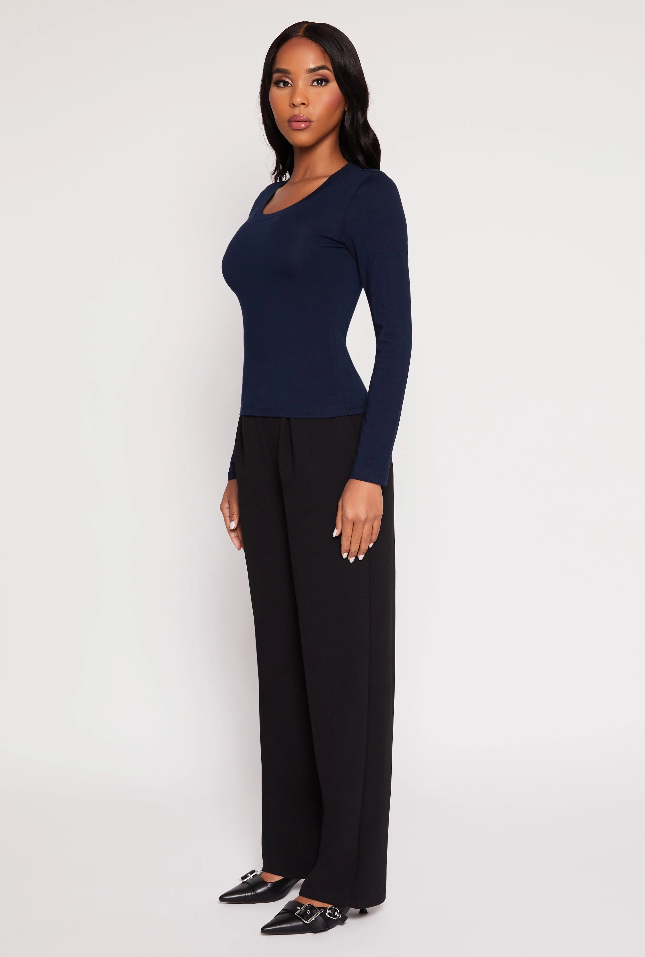 Basic Scoop Neck Long Sleeve Top