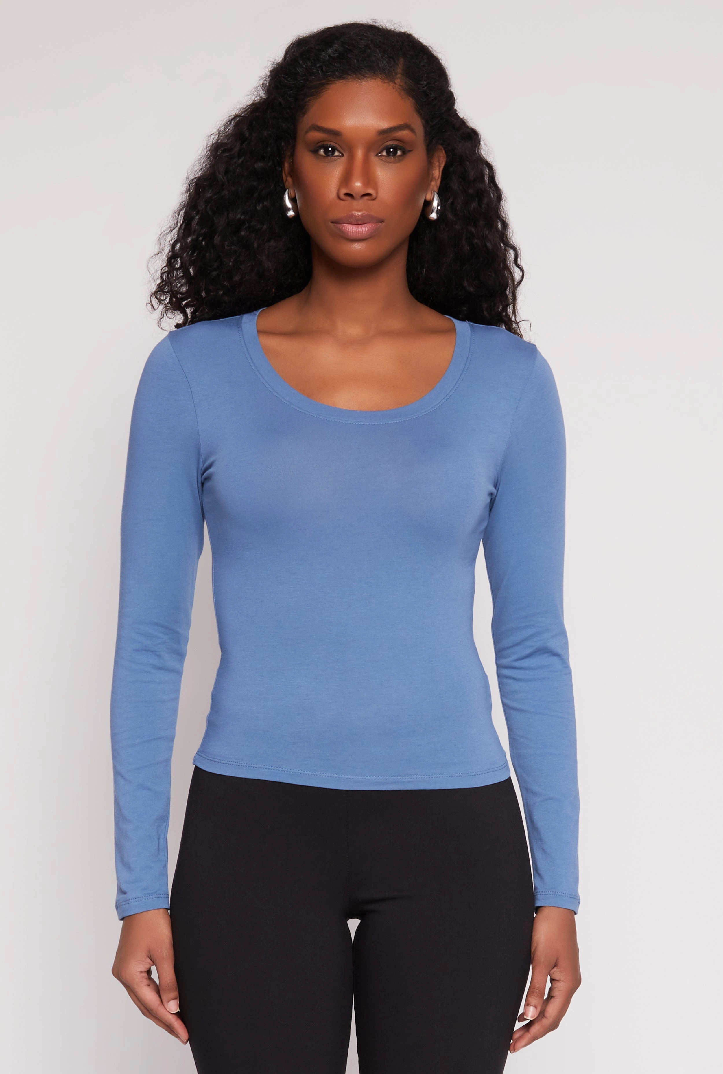 Basic Scoop Neck Long Sleeve Top