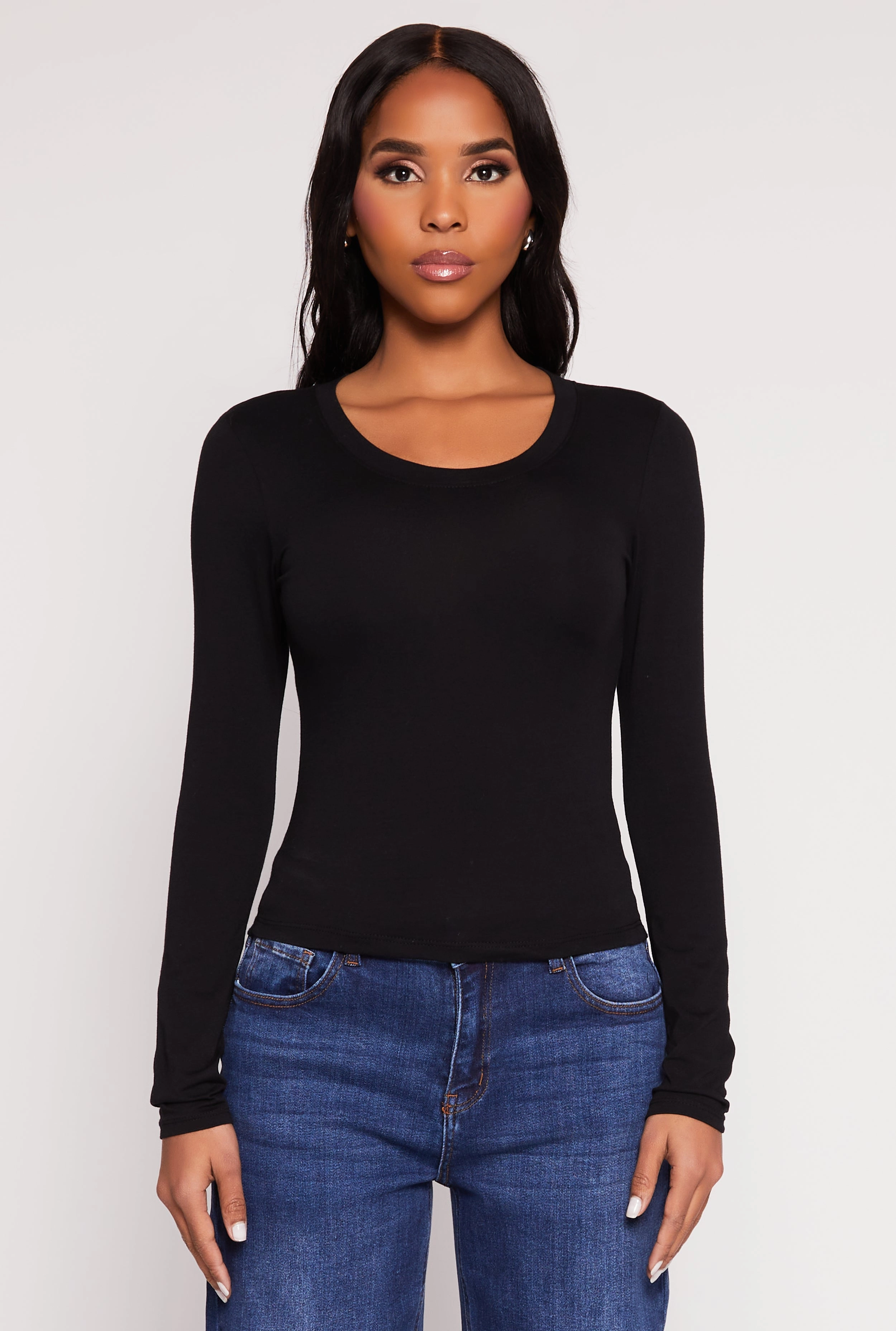 Basic Scoop Neck Long Sleeve Top