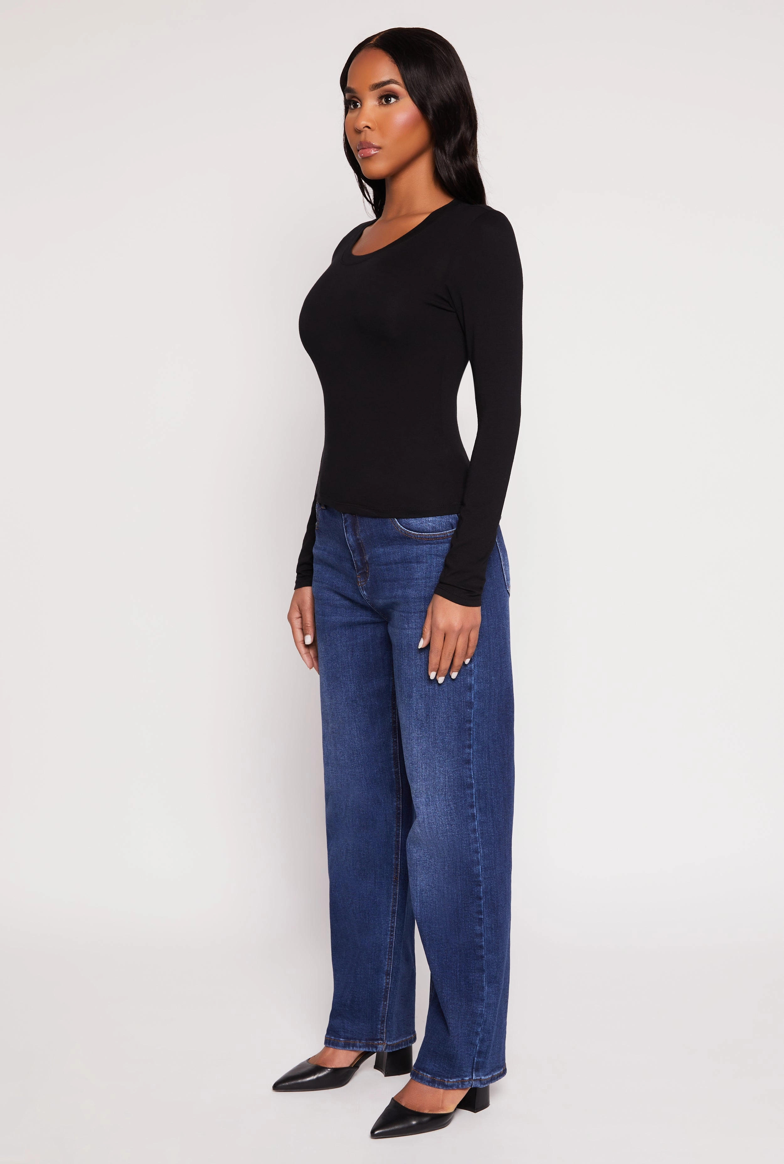 Basic Scoop Neck Long Sleeve Top