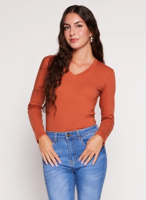 Basic V Neck Long Sleeve T Shirt