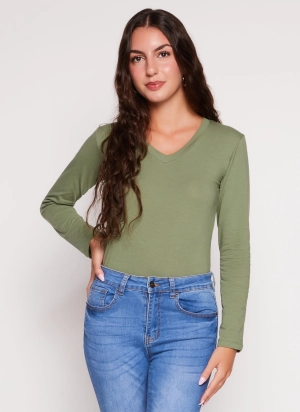 Basic V Neck Long Sleeve T Shirt