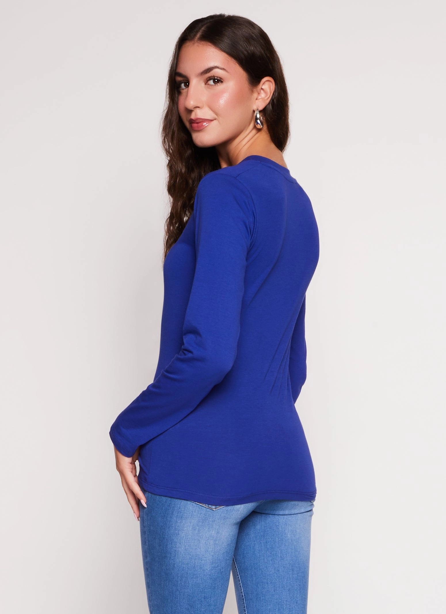Basic V Neck Long Sleeve T Shirt
