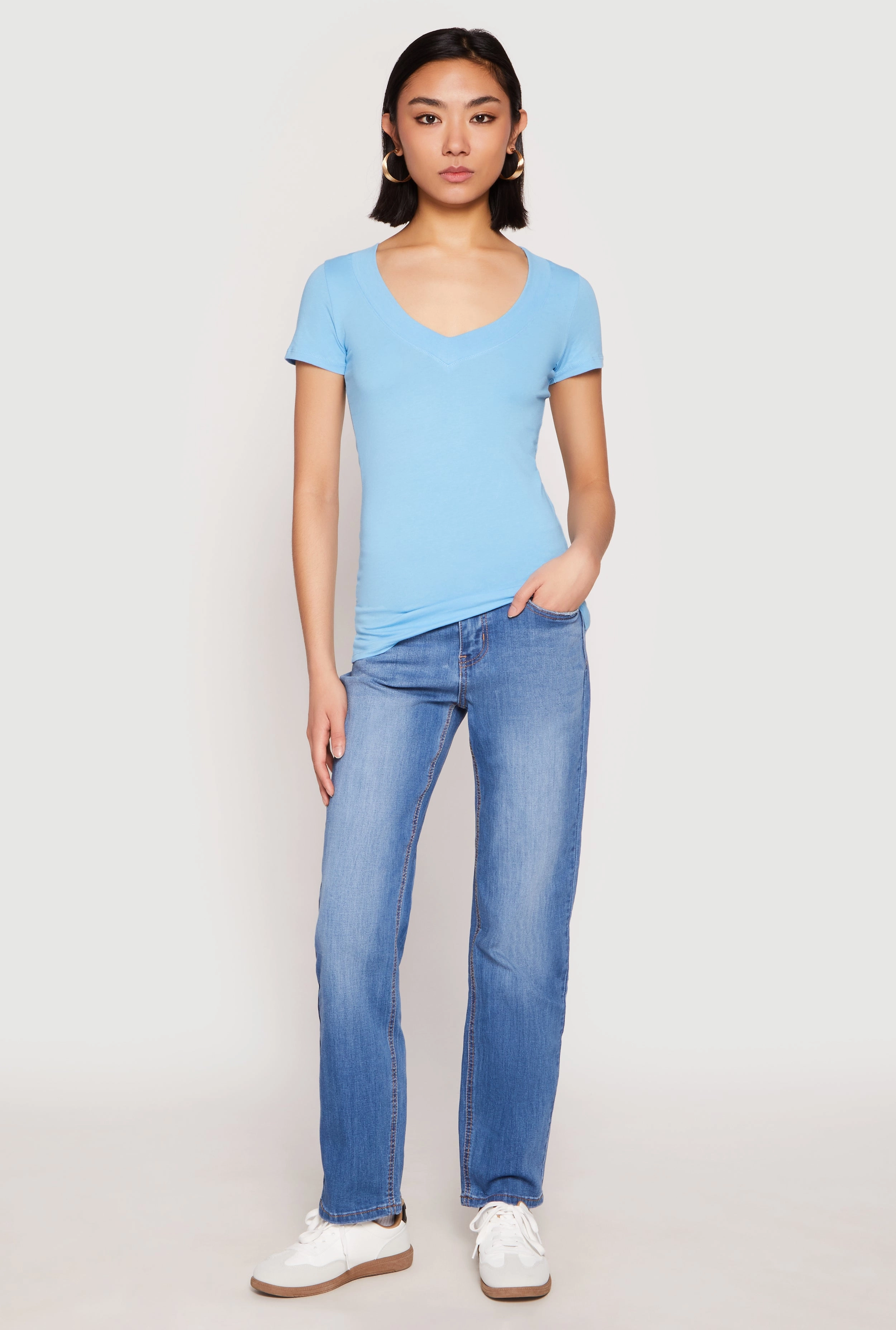 Basic V Neck Short Sleeve Tee