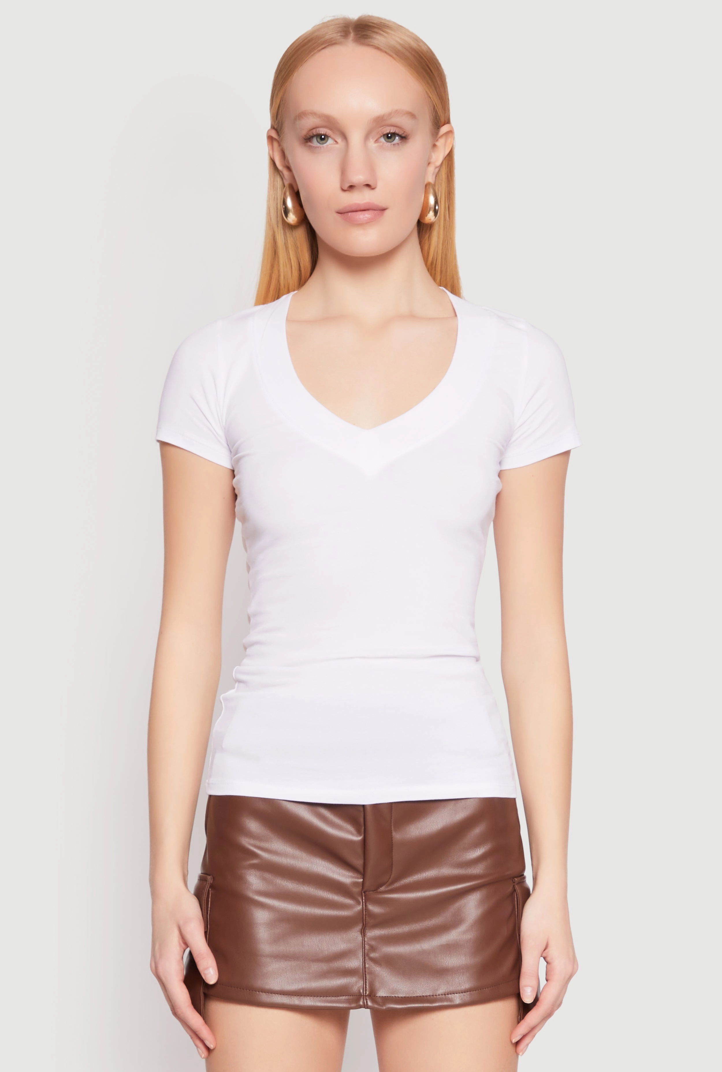 Basic V Neck Short Sleeve Tee