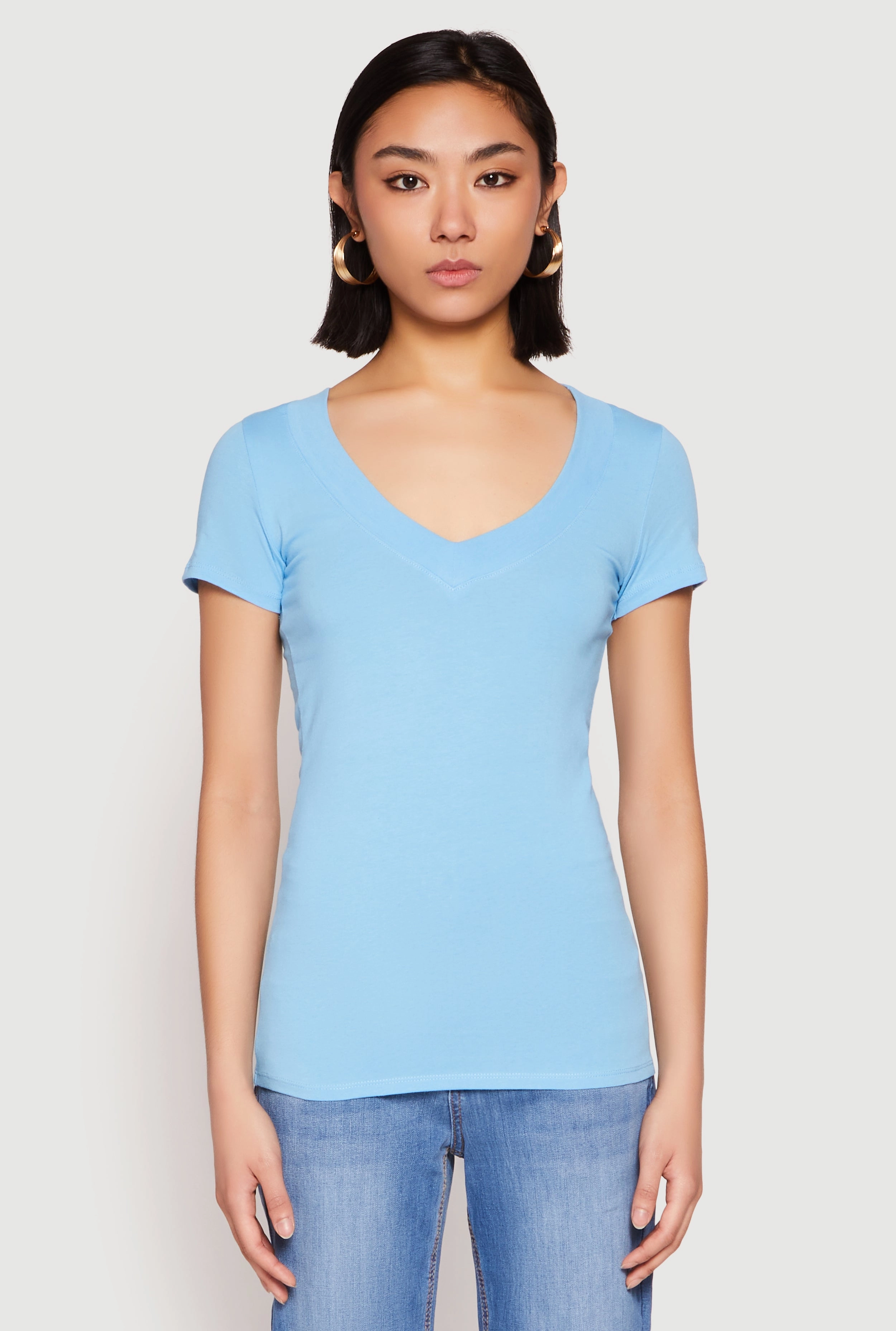 Basic V Neck Short Sleeve Tee