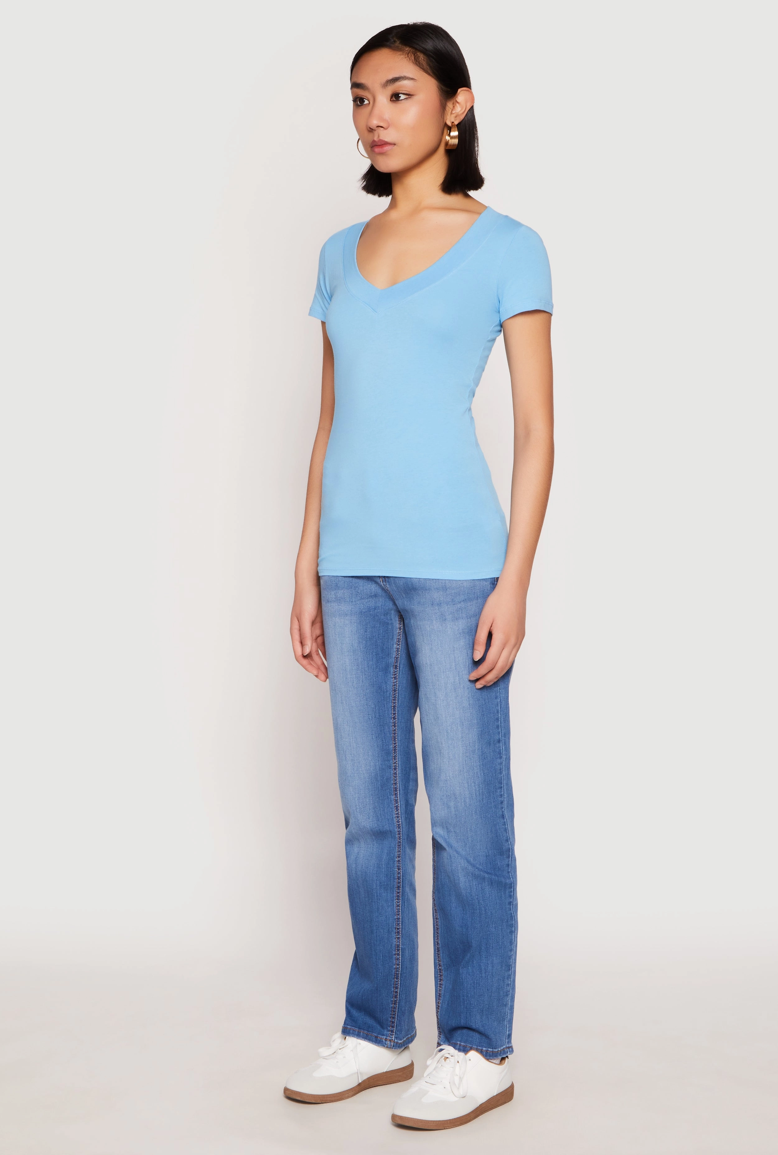 Basic V Neck Short Sleeve Tee