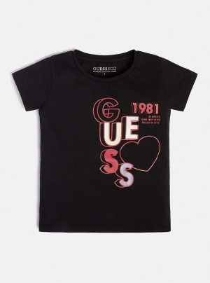Black Pink Guess Logo T-Shirt (2-7)
