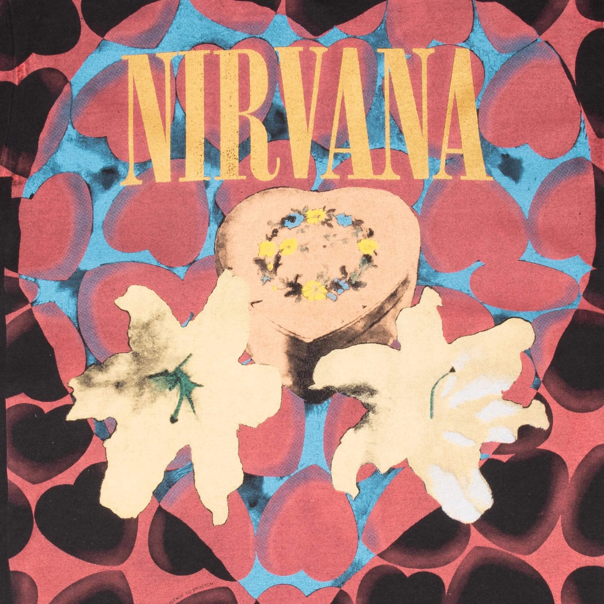 BOOTLEG ALL OVER PRINT NIRVANA HEART BOX 1993 TEE SHIRT XL MADE IN USA