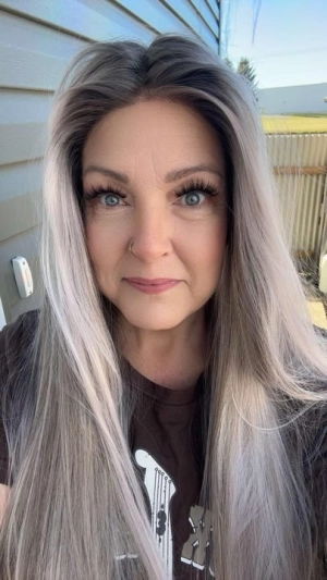 Brenda Collection-Nova purpleish grey 28 inches Long Straight Grey Pink T part Lace Front wig Glueless-TK114-2424