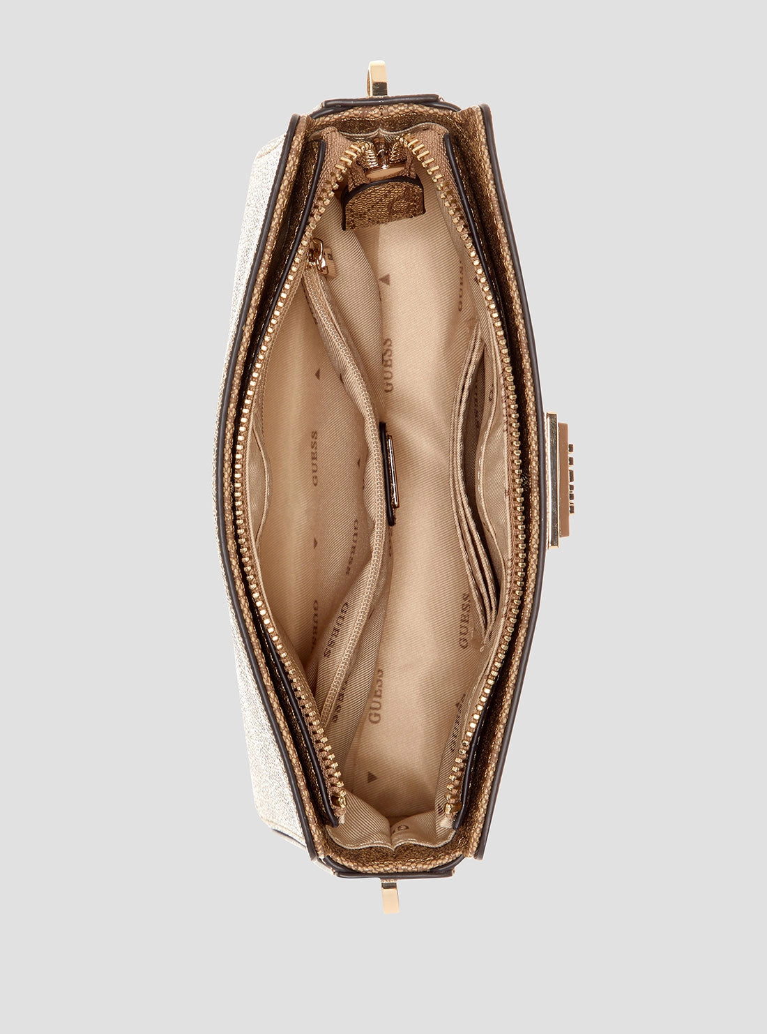 Brown Logo Meridian Crossbody Top Zip