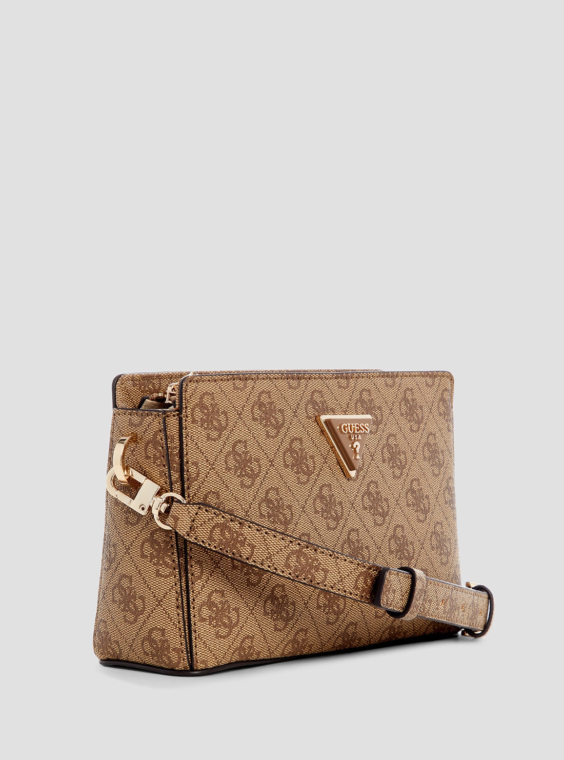 Brown Logo Meridian Crossbody Top Zip