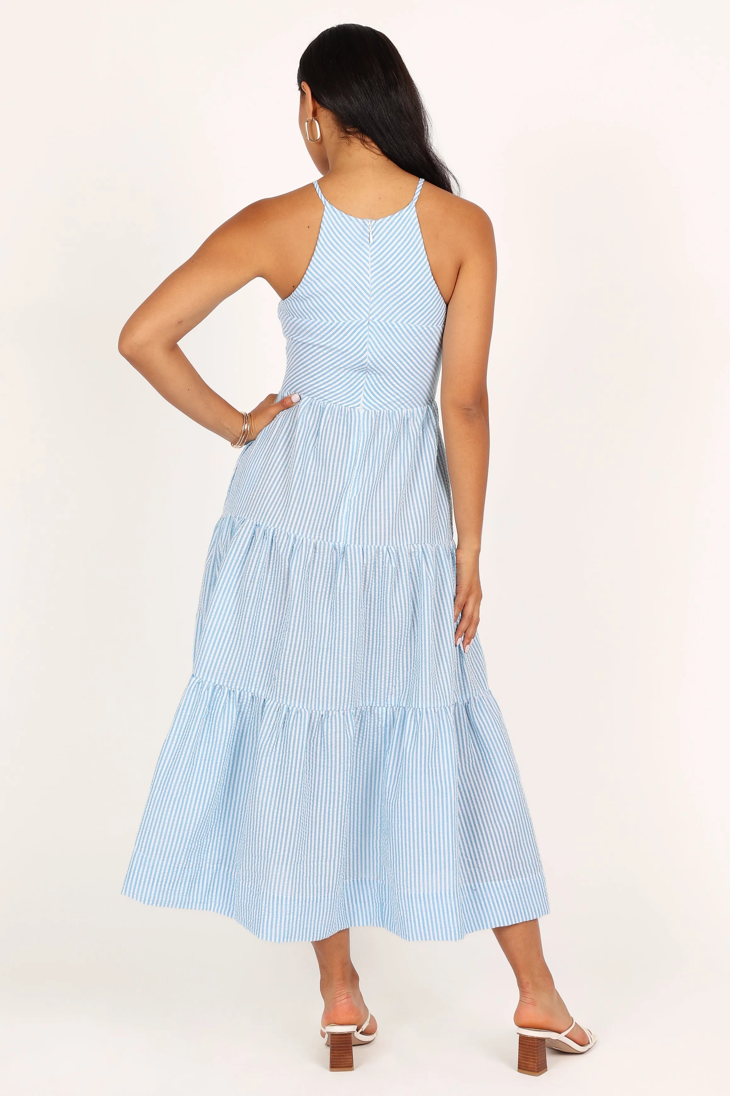 Caspian Tiered Maxi Dress - Blue Stripe