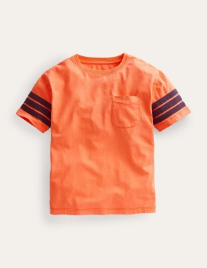 Contrast Stripe T-shirt-Neon Orange