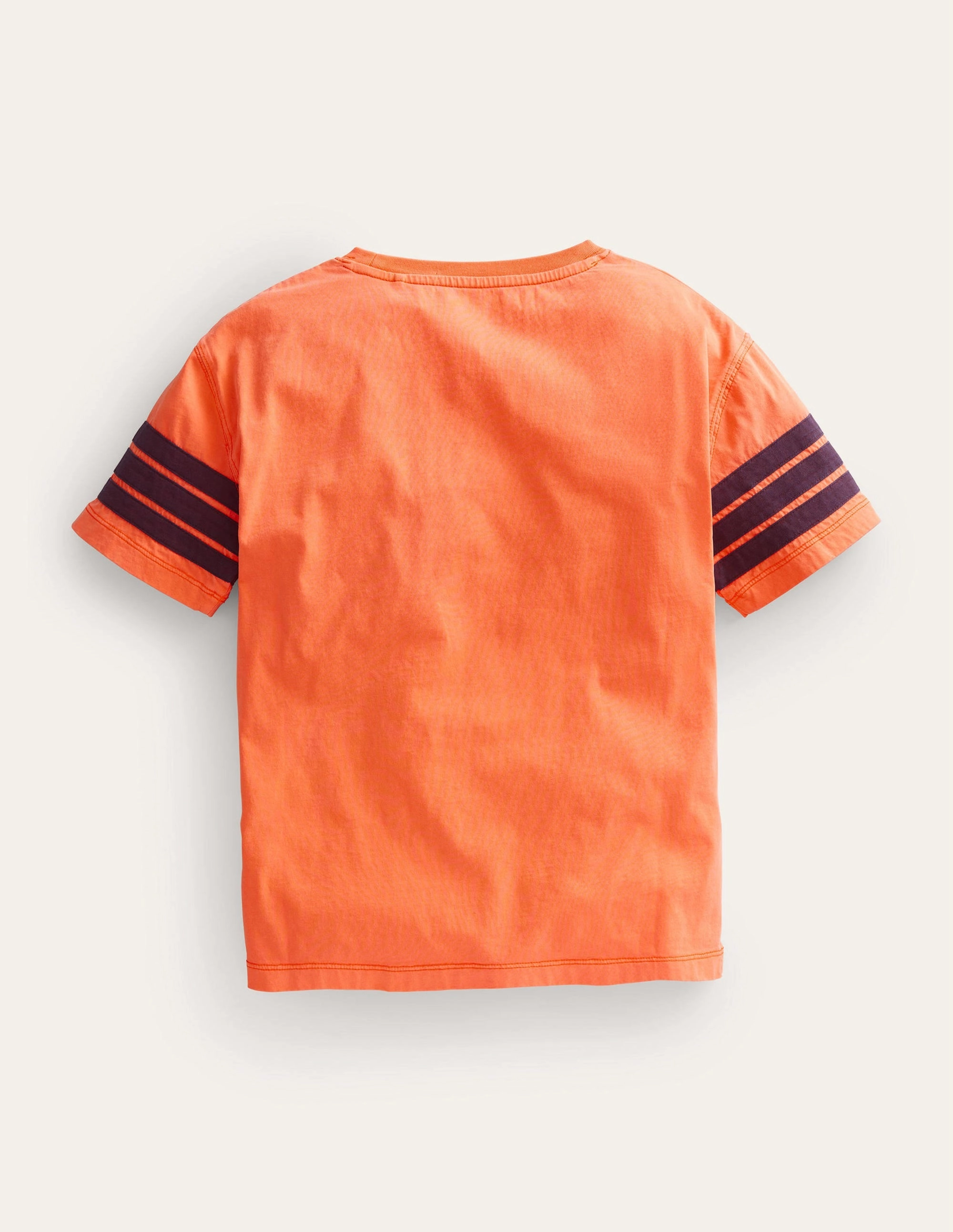 Contrast Stripe T-shirt-Neon Orange