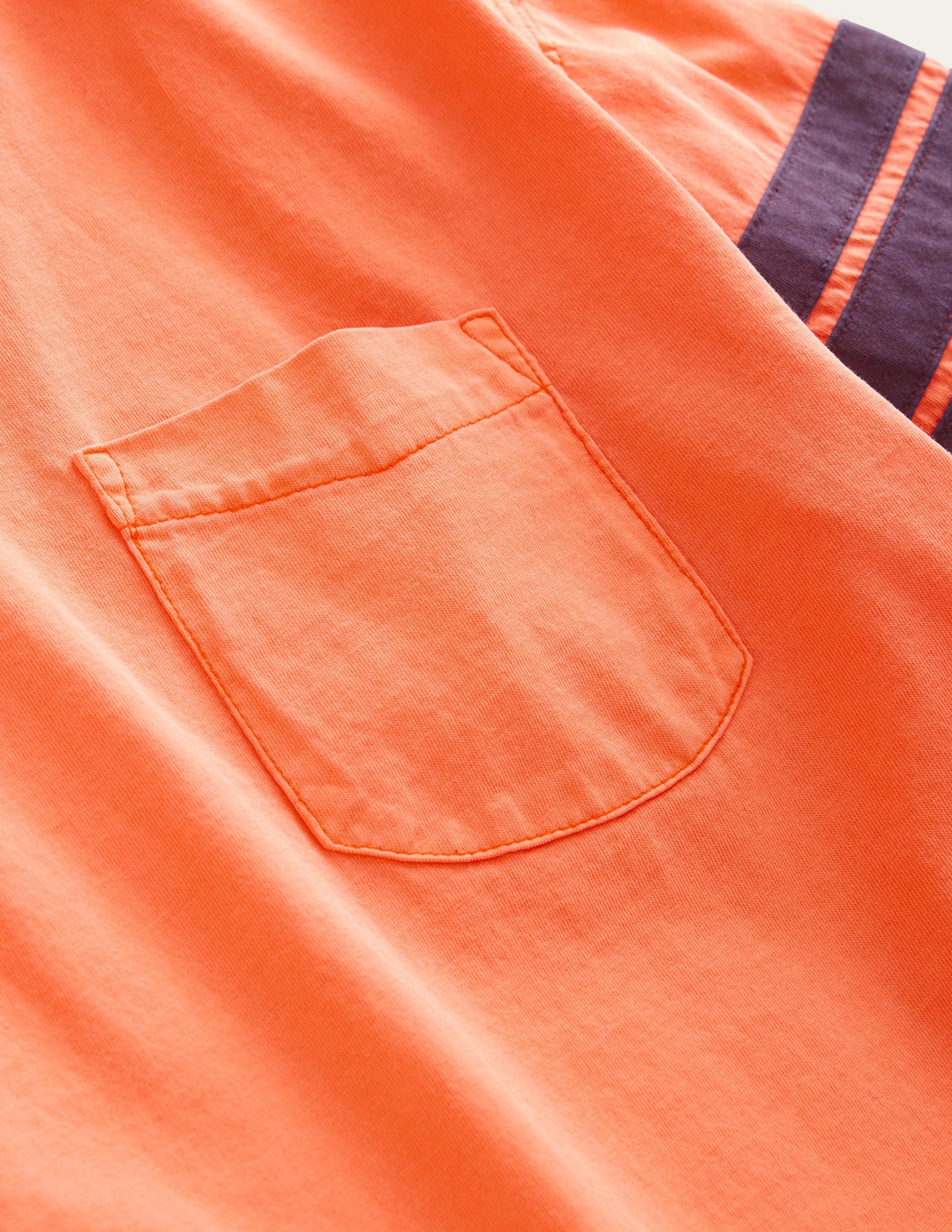 Contrast Stripe T-shirt-Neon Orange