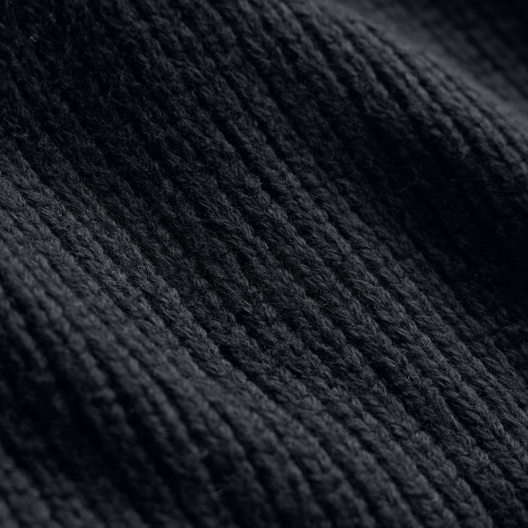 Cotton Knit Zip Up Sweater - Black