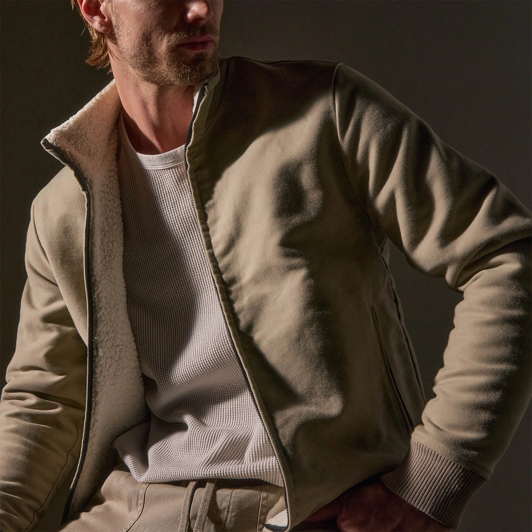 Cotton Moleskin Flight Jacket - Overcast