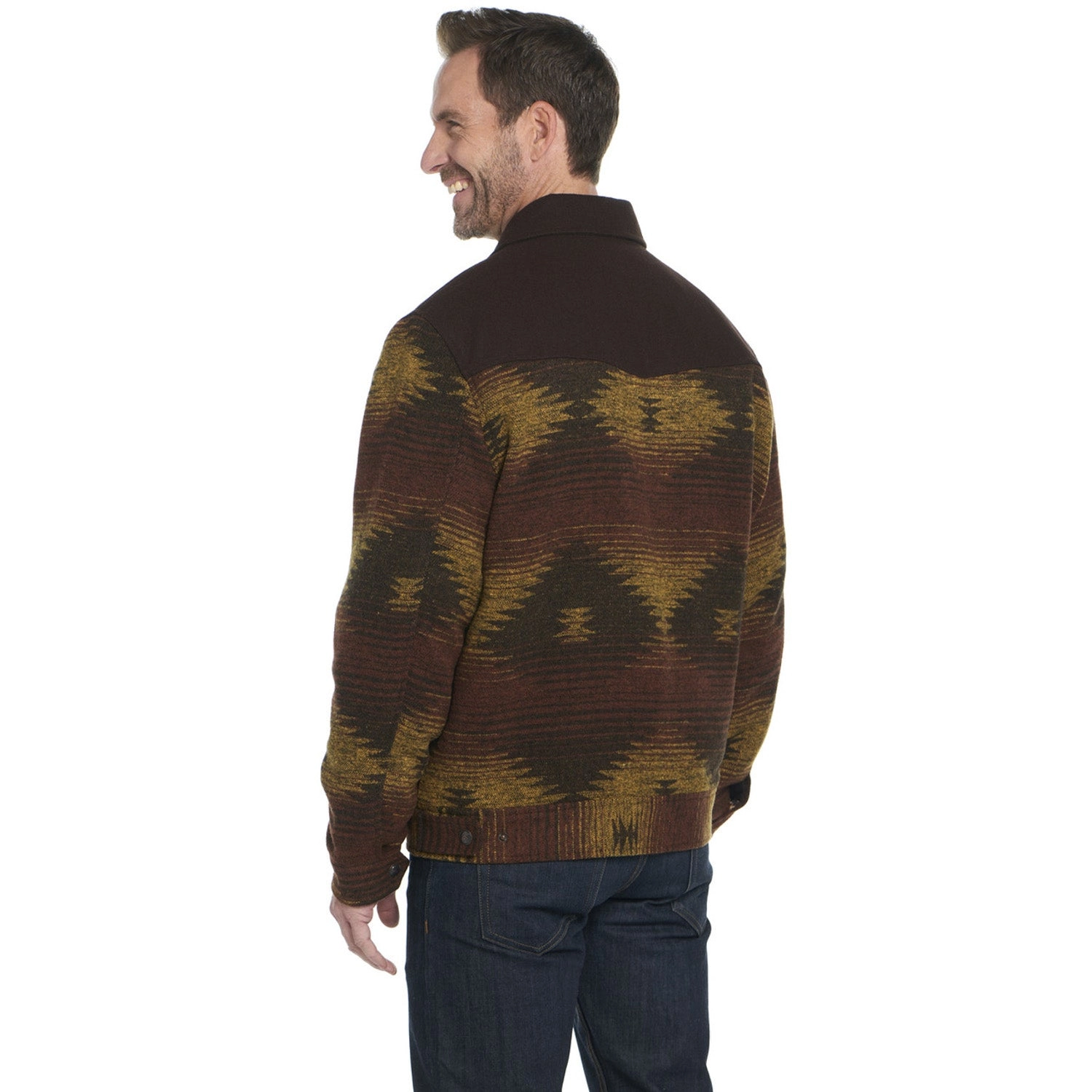 Cripple Creek Mens Two-Toned Navajo Zip CCP Golden Brown 100% Polyester Jacket S
