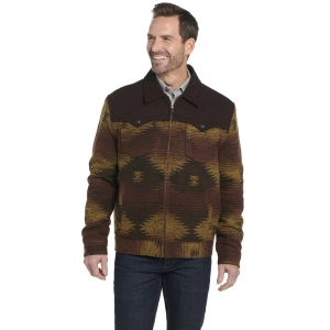 Cripple Creek Mens Two-Toned Navajo Zip CCP Golden Brown 100% Polyester Jacket S