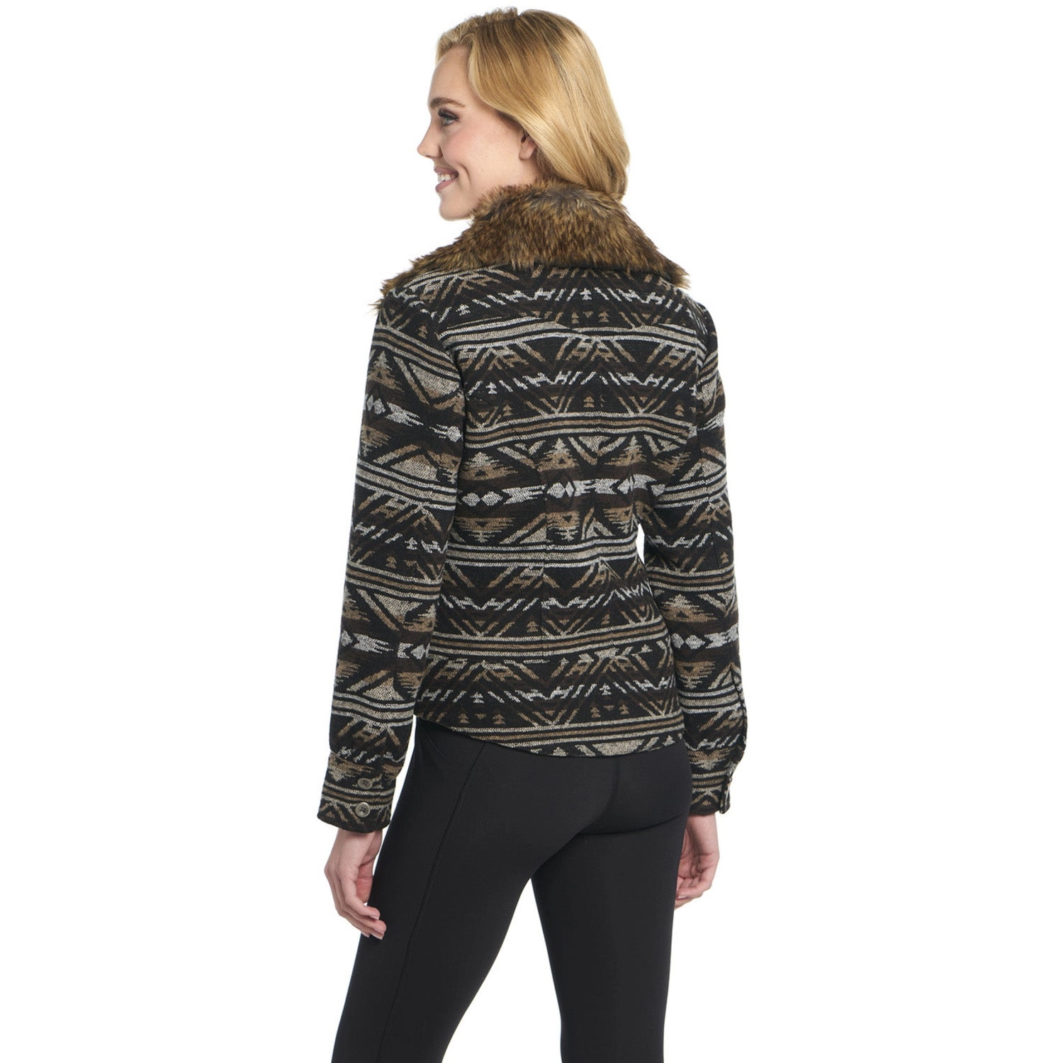 Cripple Creek Womens Navajo Blanket Zip Front Americano Brown Polyester Jacket