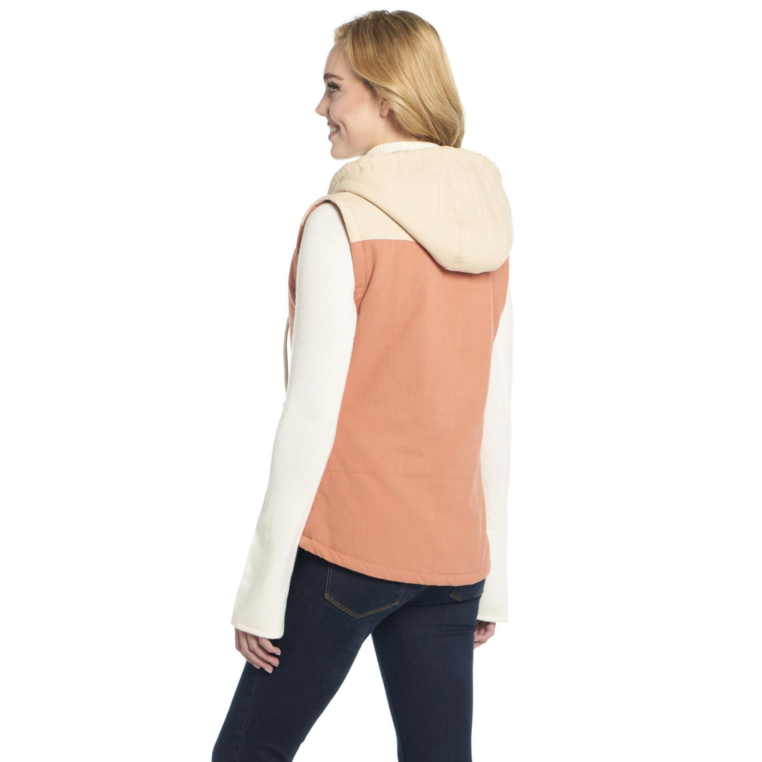Cripple Creek Womens Two-Toned Hooded CCP Coral Reef 100% Cotton Cotton Vest