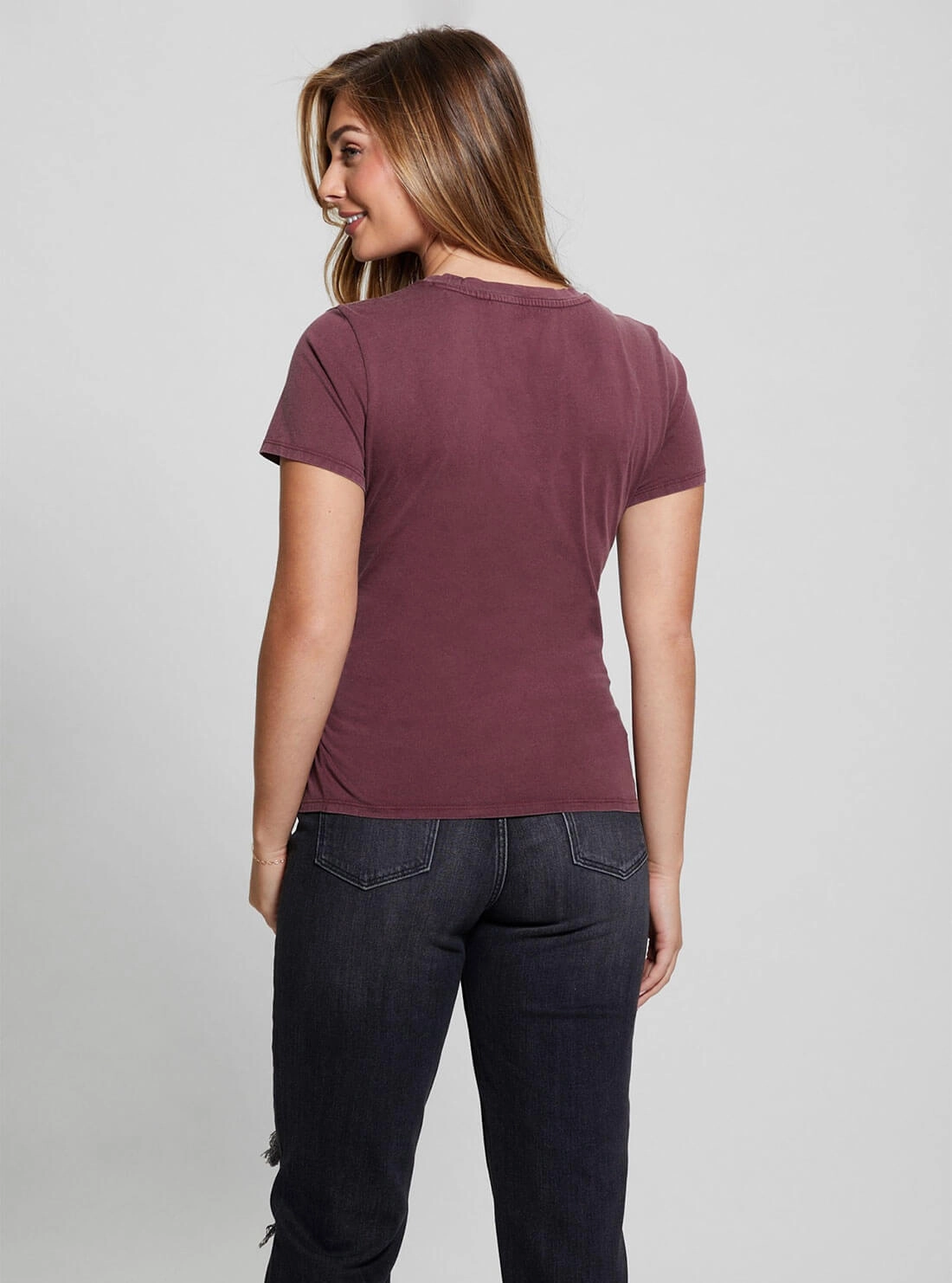 Dark Purple Heart Aflame Graphic Lace-up T-Shirt