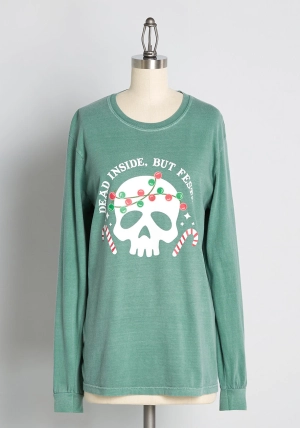 Dead Inside, But Festive Long Sleeve Tee