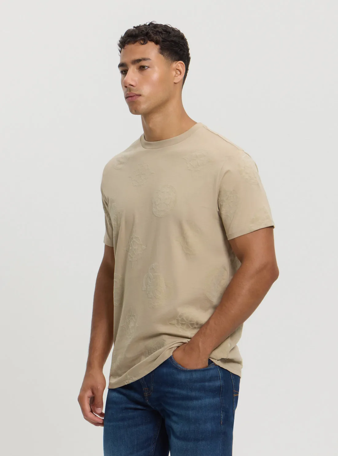 Eco Beige Peony Print T-Shirt
