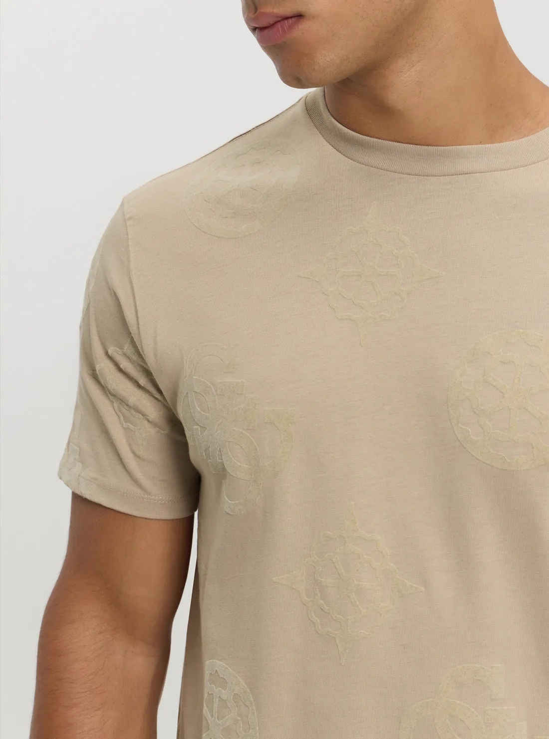 Eco Beige Peony Print T-Shirt