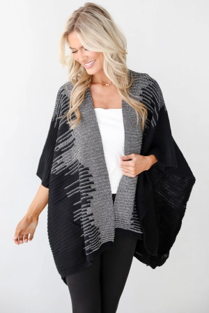 FINAL SALE - Luxe Intention Black Metallic Knit Shawl