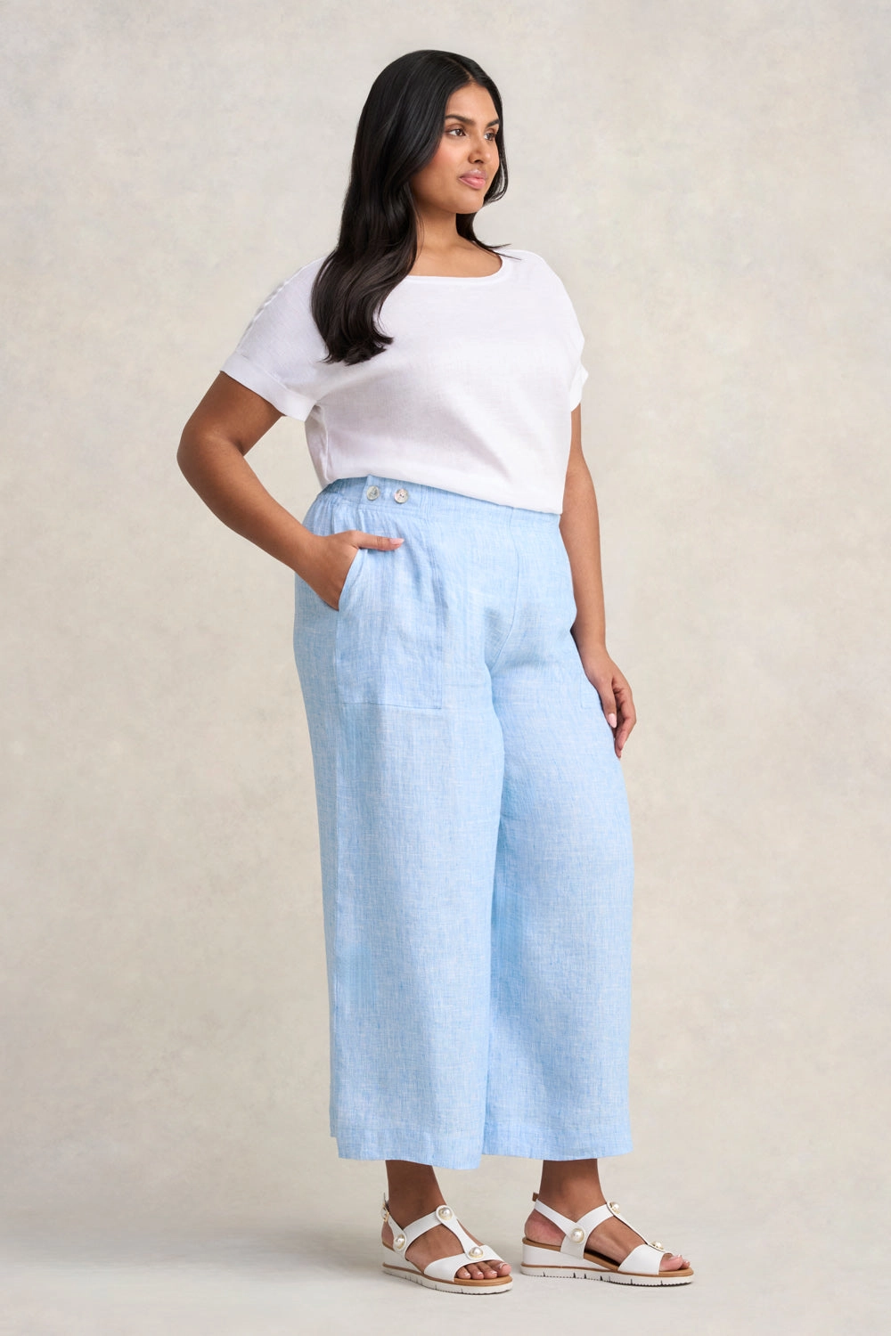 French Linen 7/8th Pant - Chambray Cross Dye