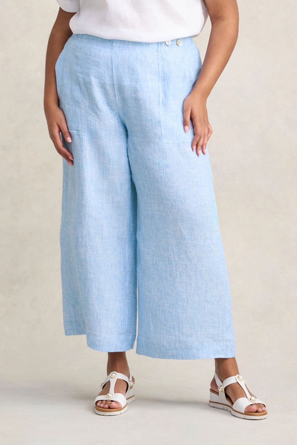 French Linen 7/8th Pant - Chambray Cross Dye