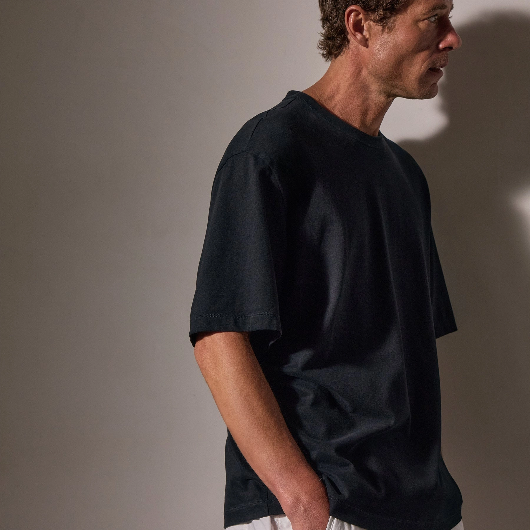 Heavy Luxe Jersey Oversized Crew - Black